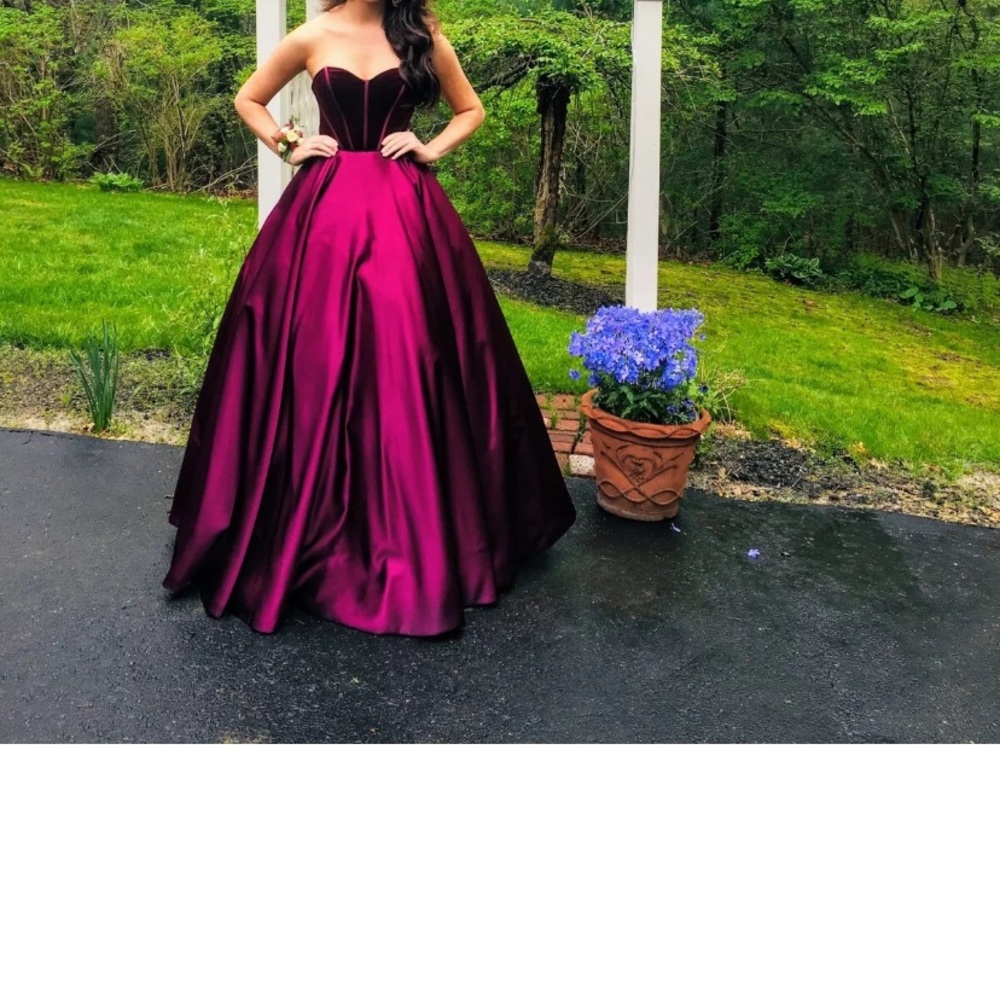 Maroon velvet flair gown